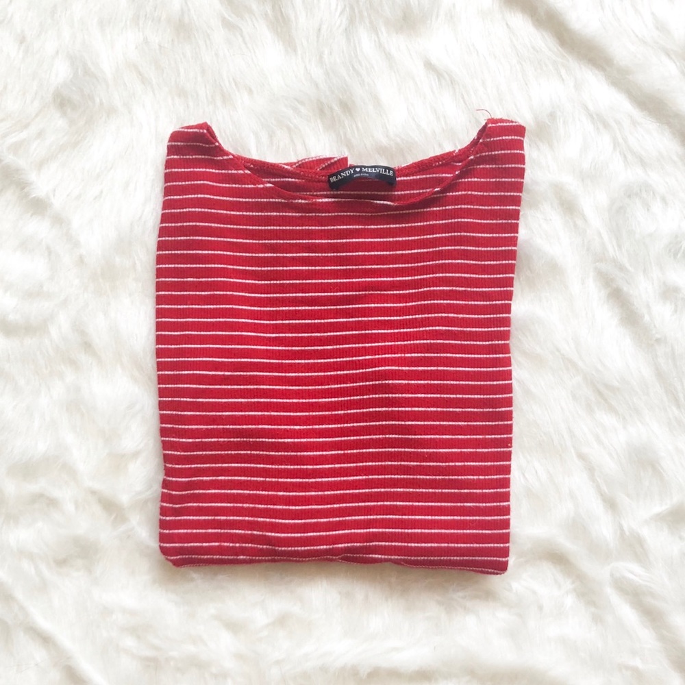 Brandy Melville Red and White Striped Long Sleeve